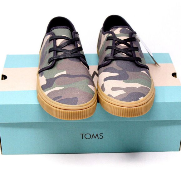 Tom’s Carlo Camo Sneakers SIZE 10.5 green woodland camouflage - Picture 2 of 10